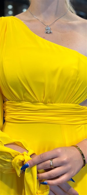 Uzun Abiye Elbise Sarı